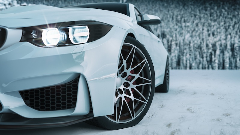 luxury car snow